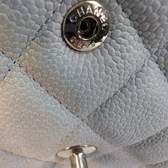 Chanel Classic Jumbo Light Gray Blue Quilted Caviar Double Flap Bag - Picture 9 of 16